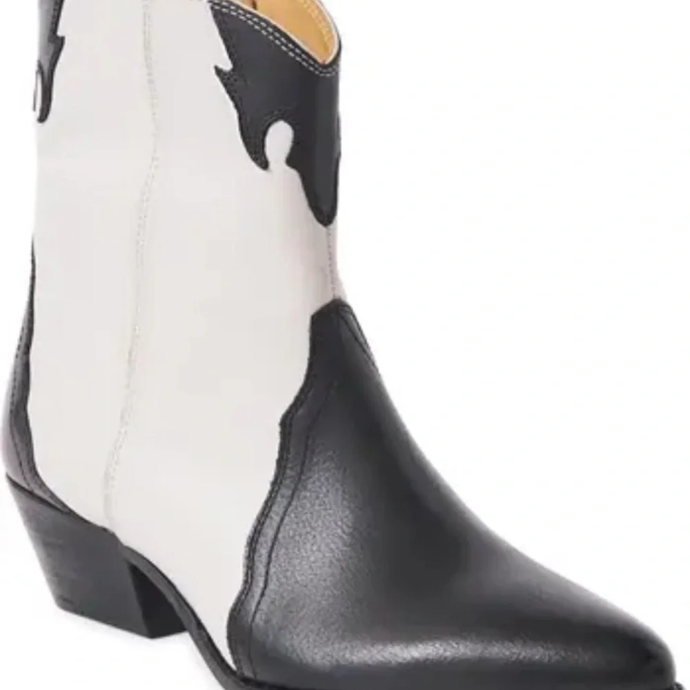 Free people western ankle boots booties black and white NWT